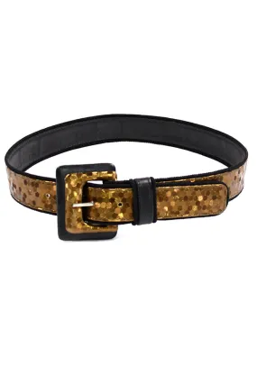 1990s Alden Howard Gold & Bronze Sparkle Sequin Waist Belt