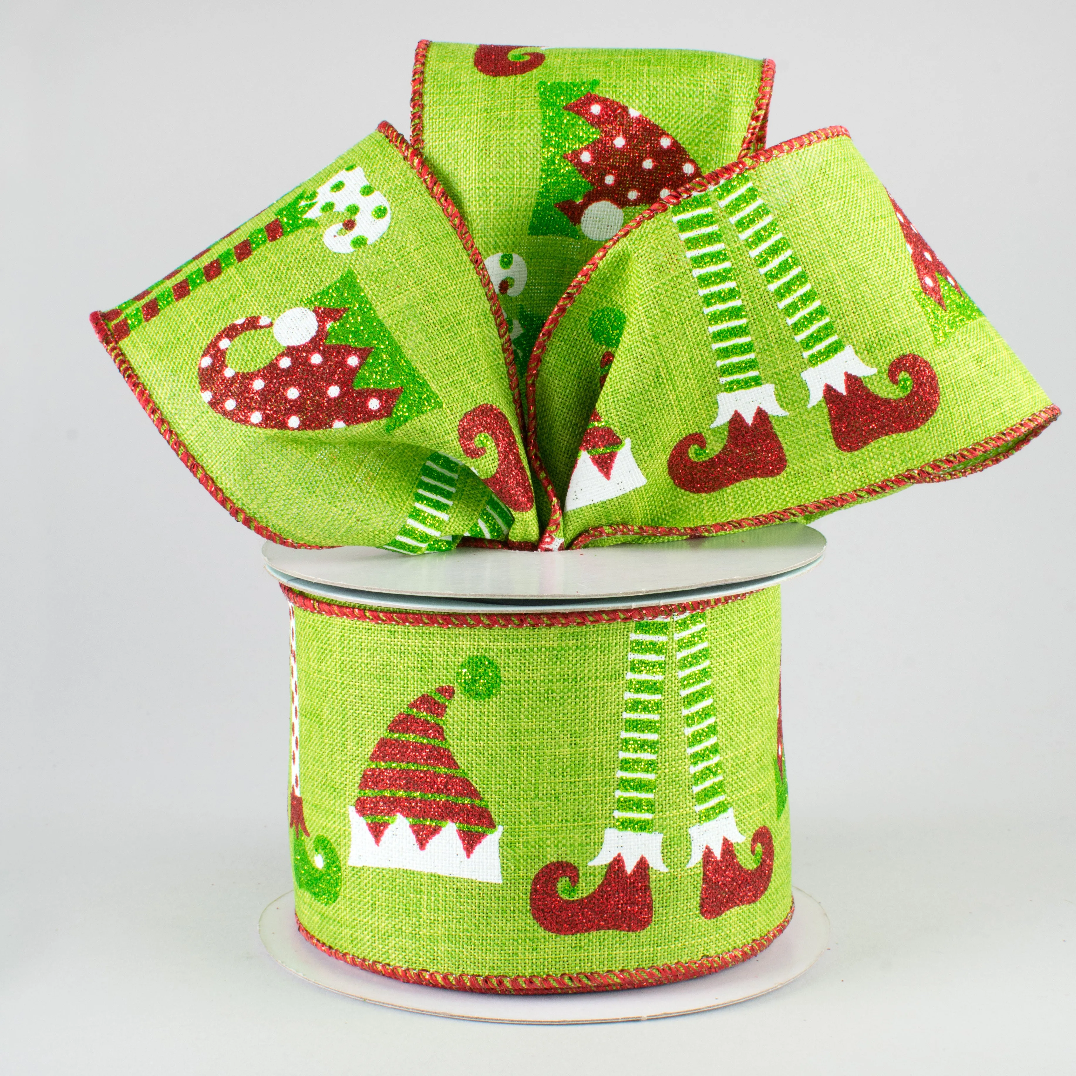 2.5" Elf Hats & Legs Ribbon: Fresh Green (10 Yards)