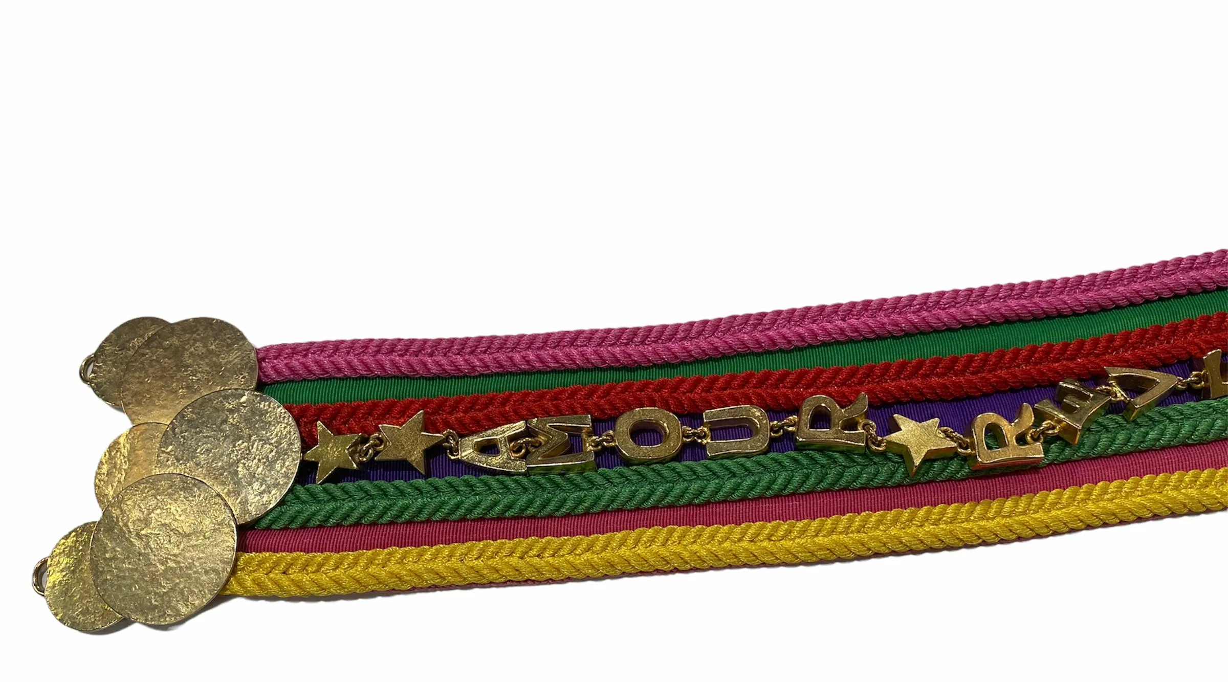 80s Love Rainbow Braided Wide Belt