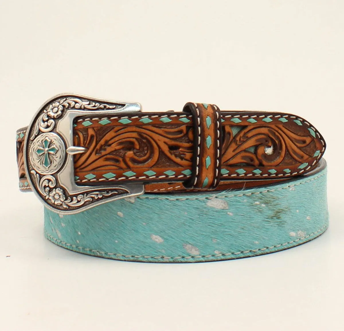 Angel Ranch Women's Turquoise Calf Hair Belt