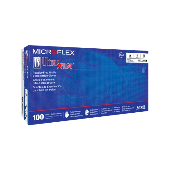 Ansell MicroFlex UltraSense Exam Gloves, Nitrile, Powder Free, Non Sterile