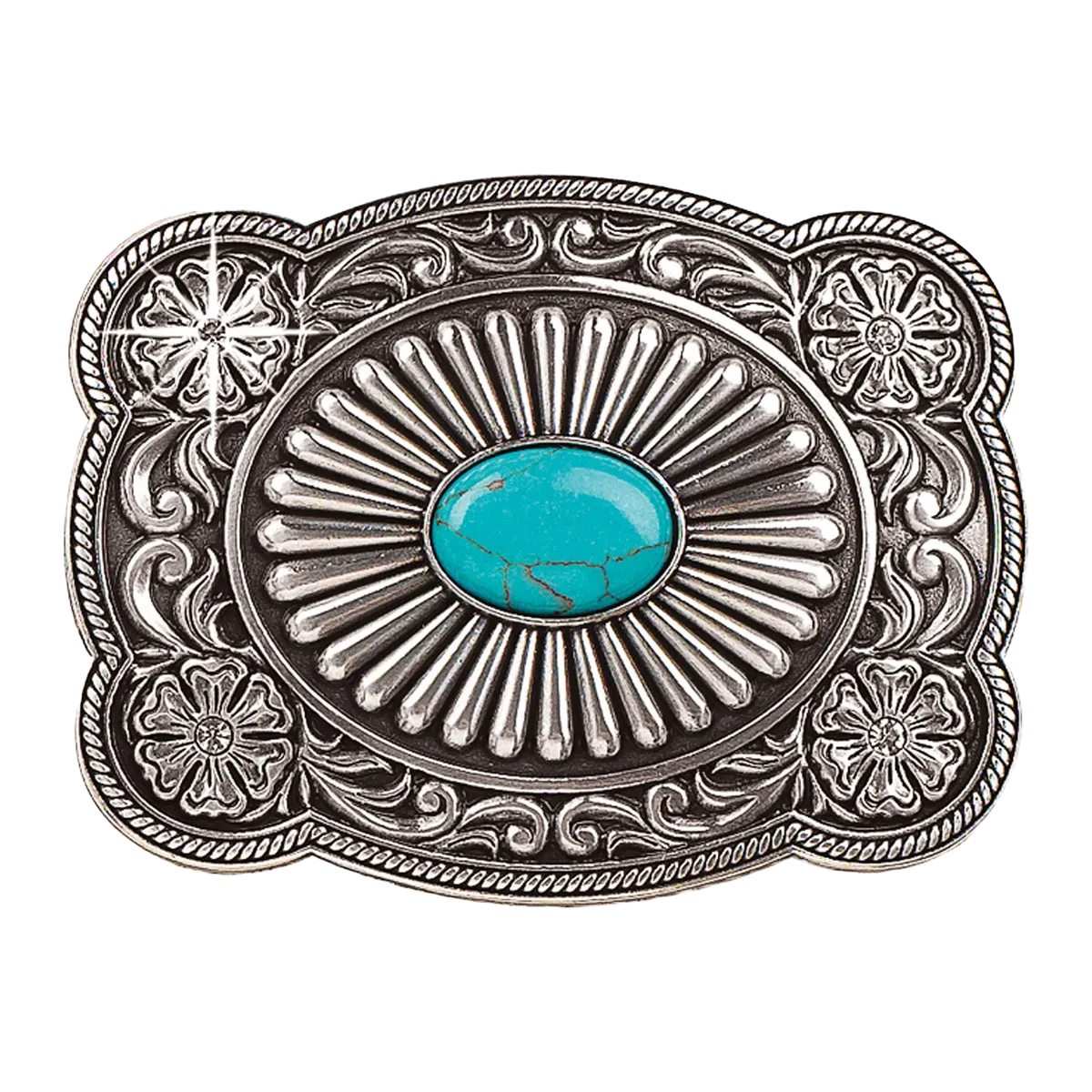 Blazin Roxx Ladies Silver & Turquoise Belt Buckle 37974