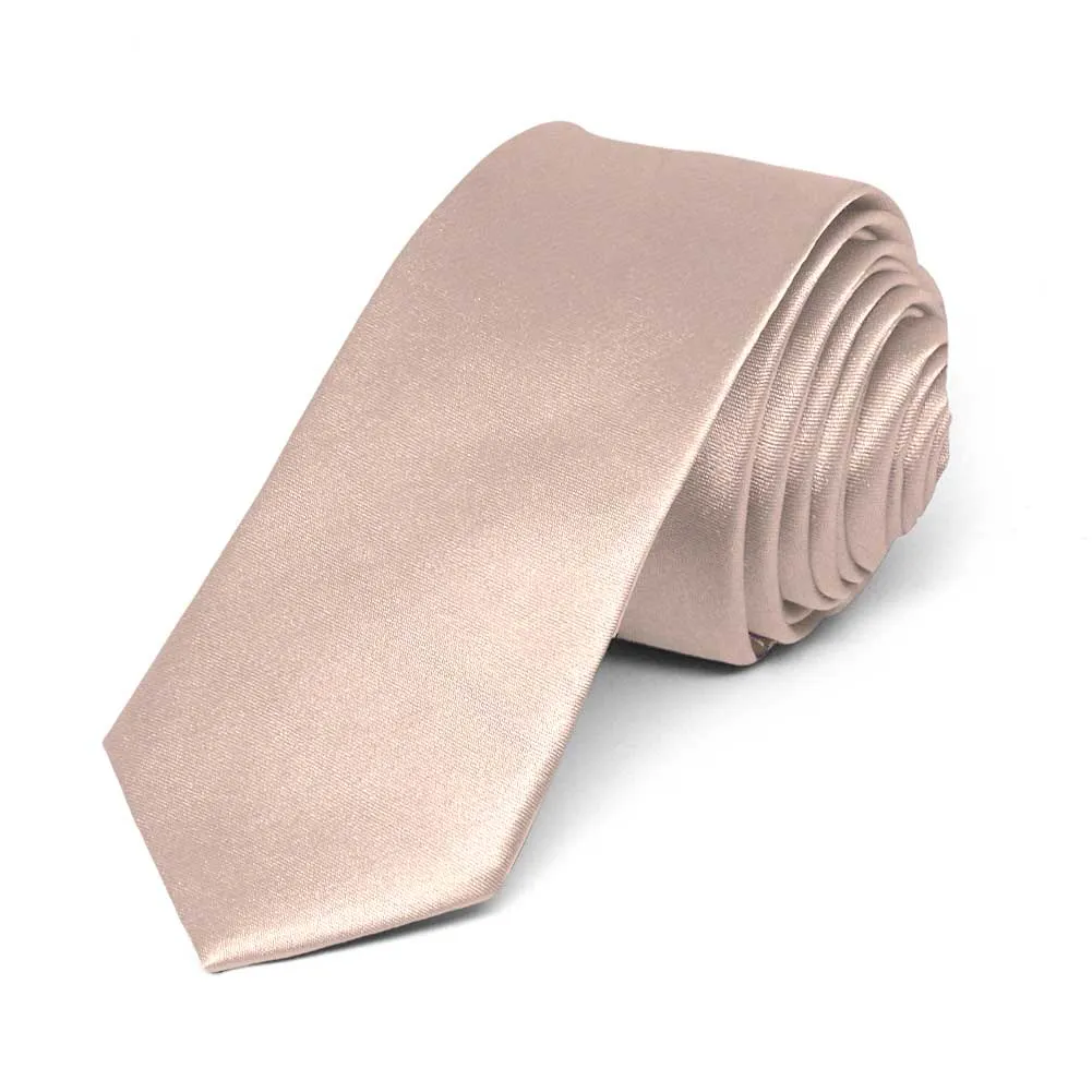 Blush Pink Skinny Solid Color Necktie, 2" Width