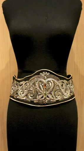 Buba Corset  Embroidered Metallic Belt -Spiraz in Black, Gold and Silver