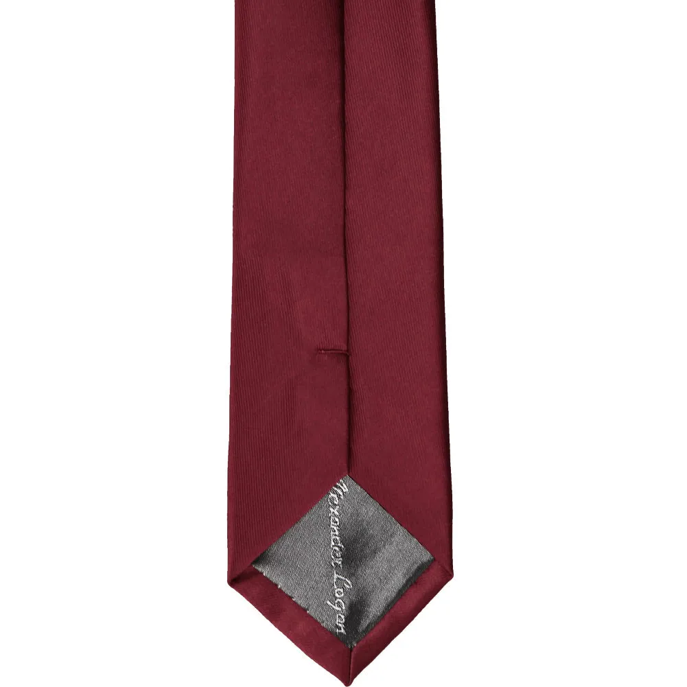 Burgundy Slim Solid Color Necktie, 2.5" Width