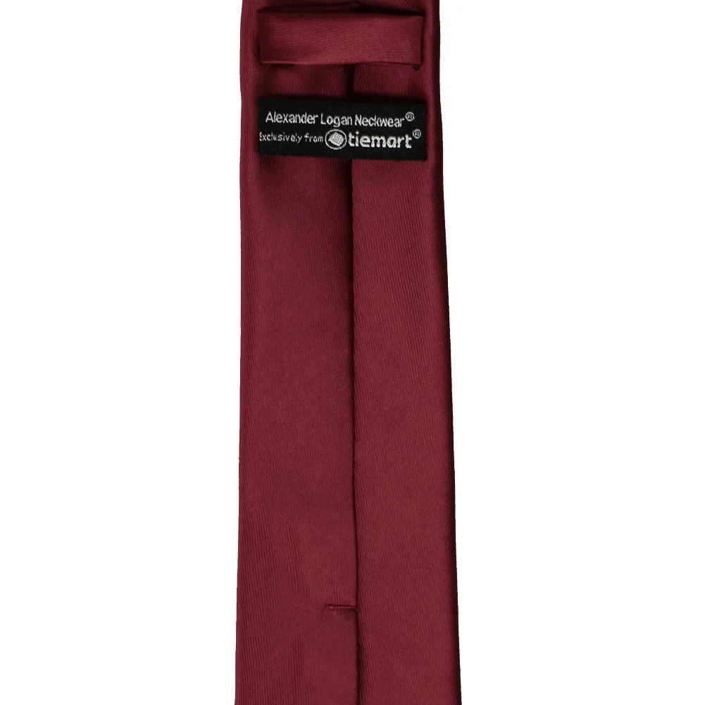 Burgundy Slim Solid Color Necktie, 2.5" Width