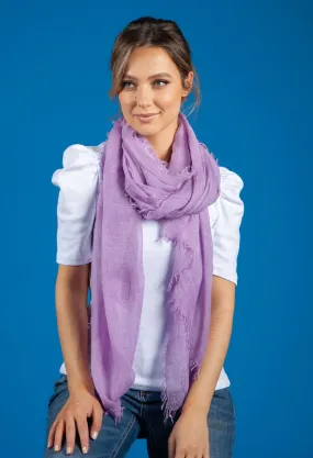 Deep Lavender Frayed Scarf