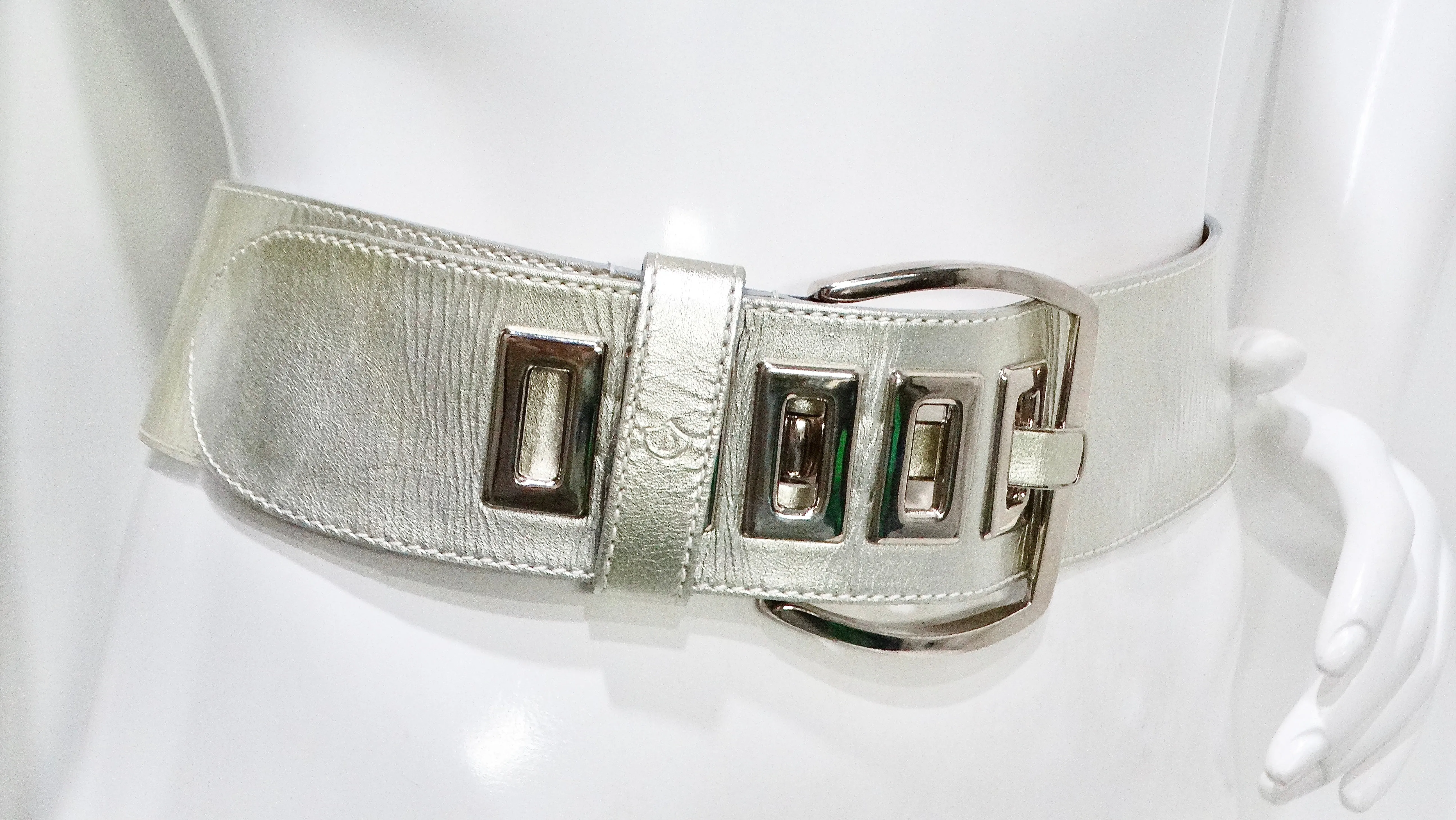 Dismero Patent Champagne Leather Belt