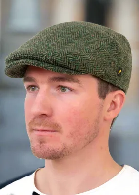 Donegal Tweed Flat Cap | Green Herringbone