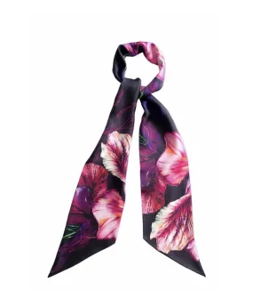 'Ebony Bright' Skinny Luxury Silk Twill Scarf