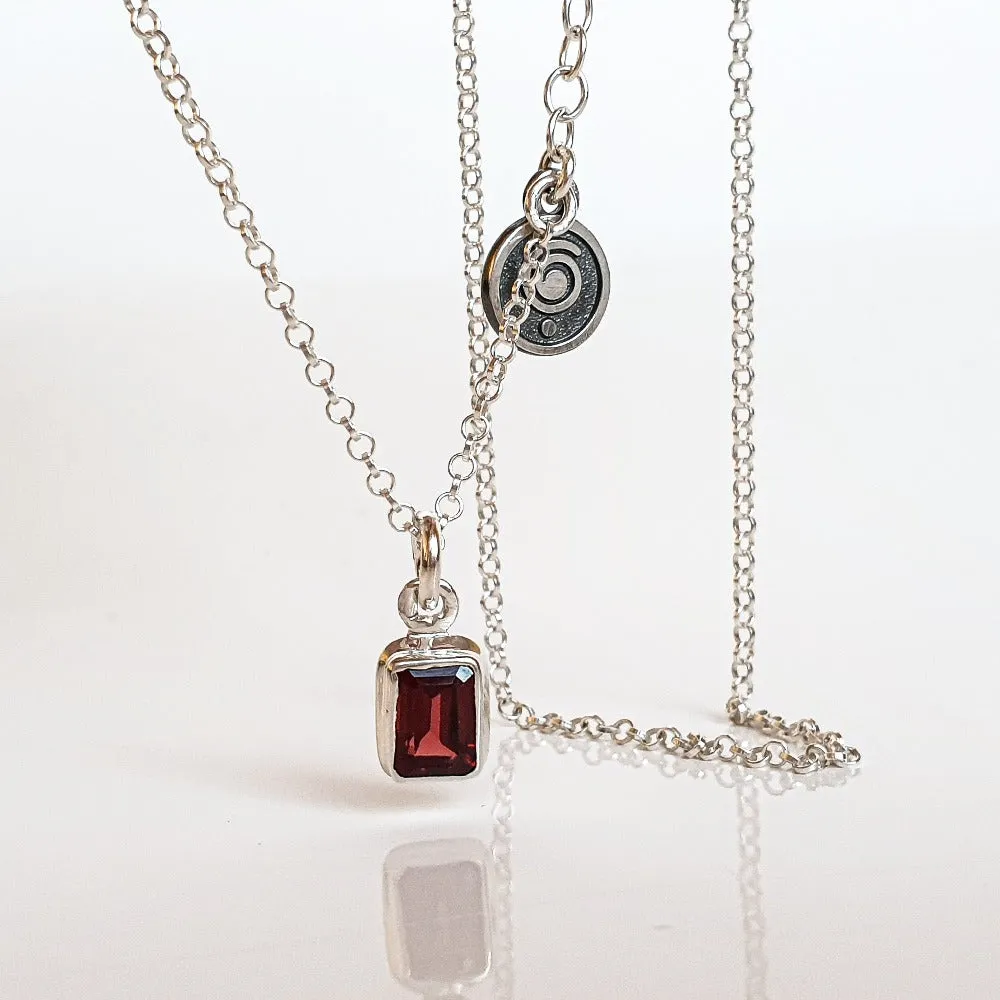 Elegant Red Garnet Silver Necklace Pendant "Vitality"