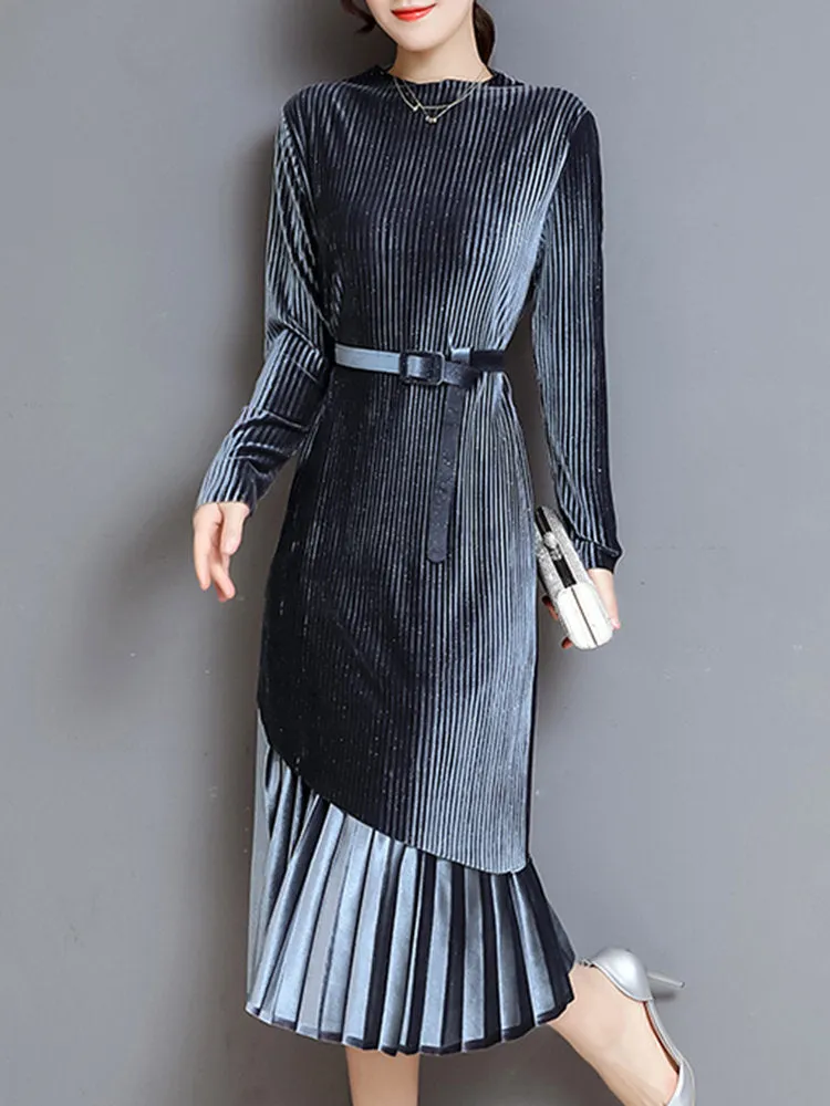 Elegant Velvet Women Two Pieces Dress