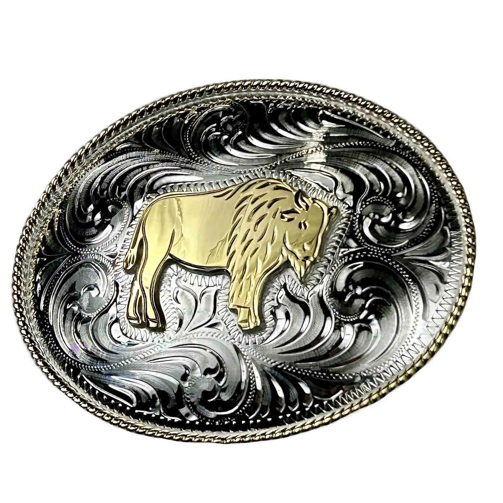 Engraved Sterling Silver Plate Western Belt Buckle