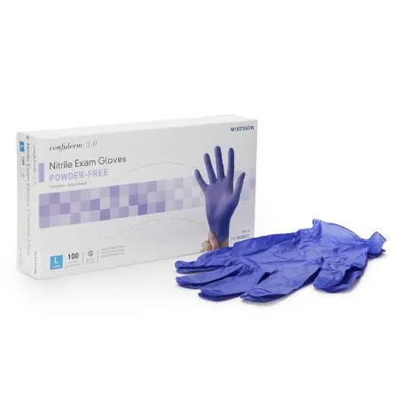 Exam Glove Confiderm® 3.0 Large NonSterile Nitrile Standard Cuff Length Textured Fingertips Blue Not Rated - McKesson Brand Mfr# 14-6N36EC