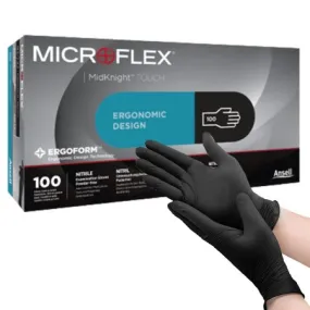 Exam Glove MICROFLEX® MidKnight™ Touch 93-735 Large NonSterile Nitrile Standard Cuff Length Textured Fingertips Black Not Rated - Microflex Medical  Mfr# 93732090