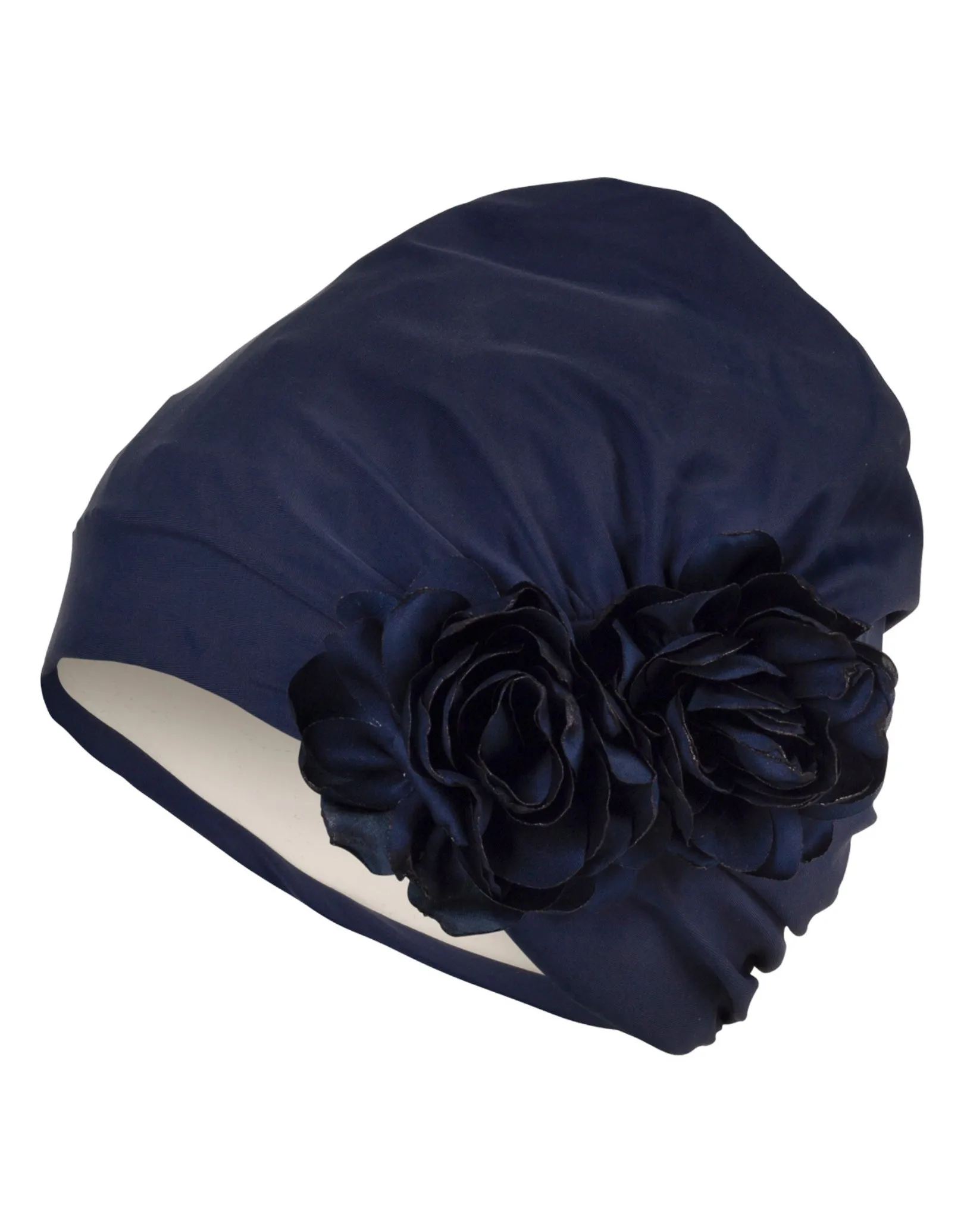 Fashy Flower Fabric Swim Cap - Navy