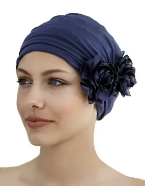 Fashy Flower Fabric Swim Cap - Navy