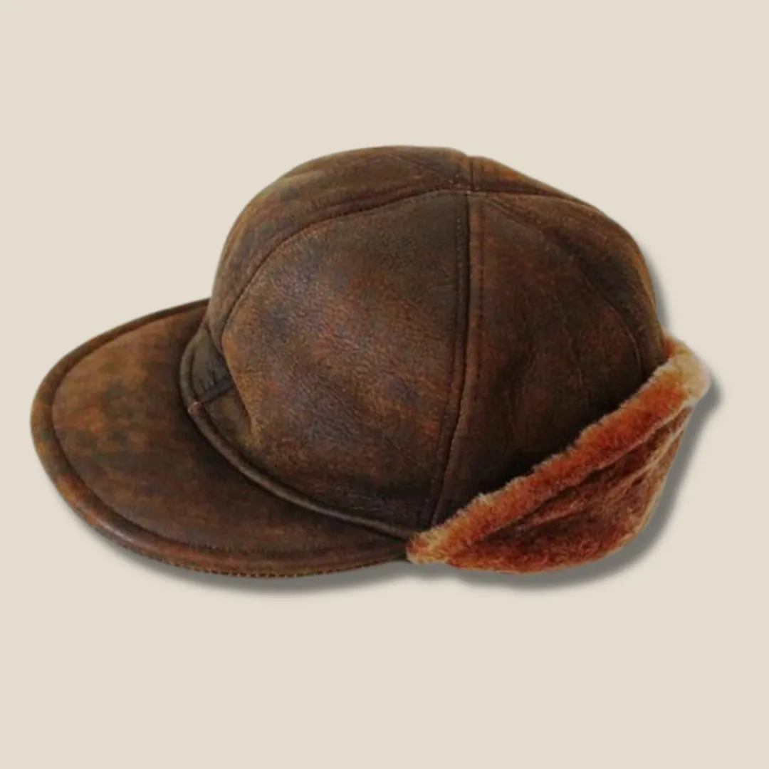 GENUINE LAMBSKIN JOCKEY CAP WITH CUFF - Special Purchase MADE IN USA