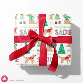 Goldendoodle Dog Christmas Personalized Wrapping Paper - CLASSIC