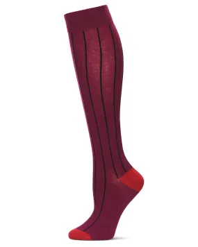 Hot Pinstripe Cotton Blend Knee High Sock