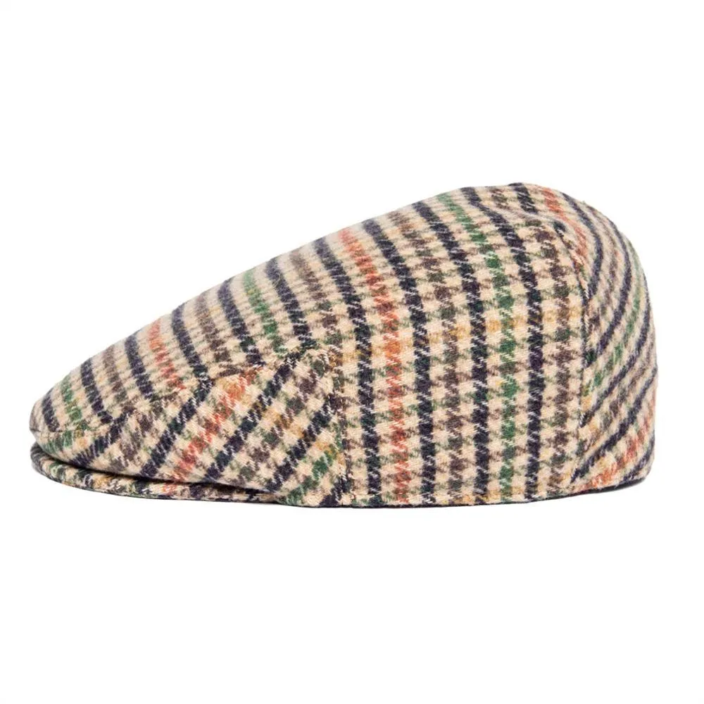 Houndstooth Mini Check Tweed Flat Cap