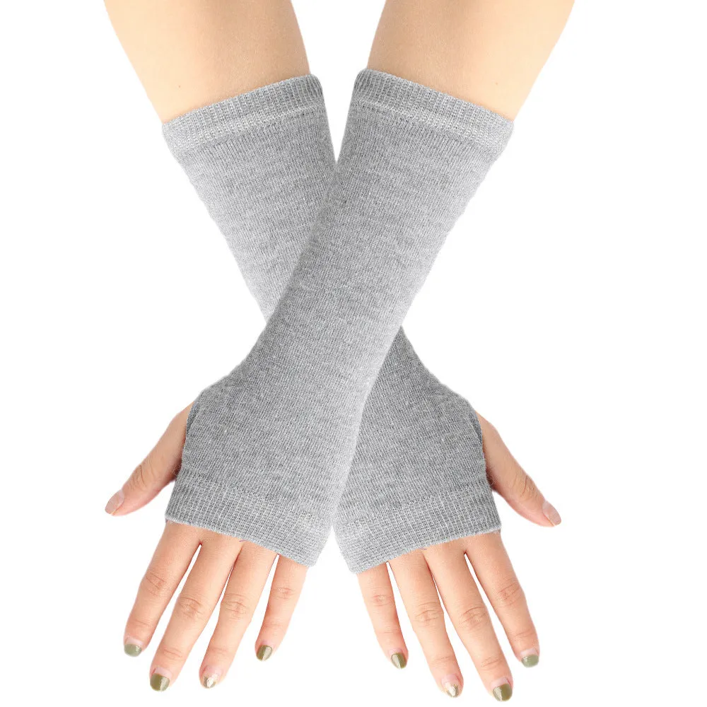 Knitted Finger-leaking Gloves Striped Thin