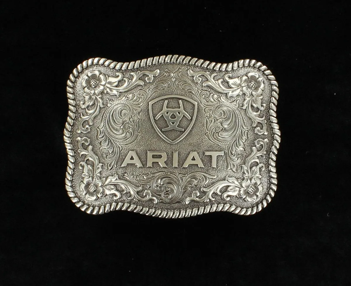 Men's Ariat Rectangle Rope Edge Belt Buckle by M&F A37006