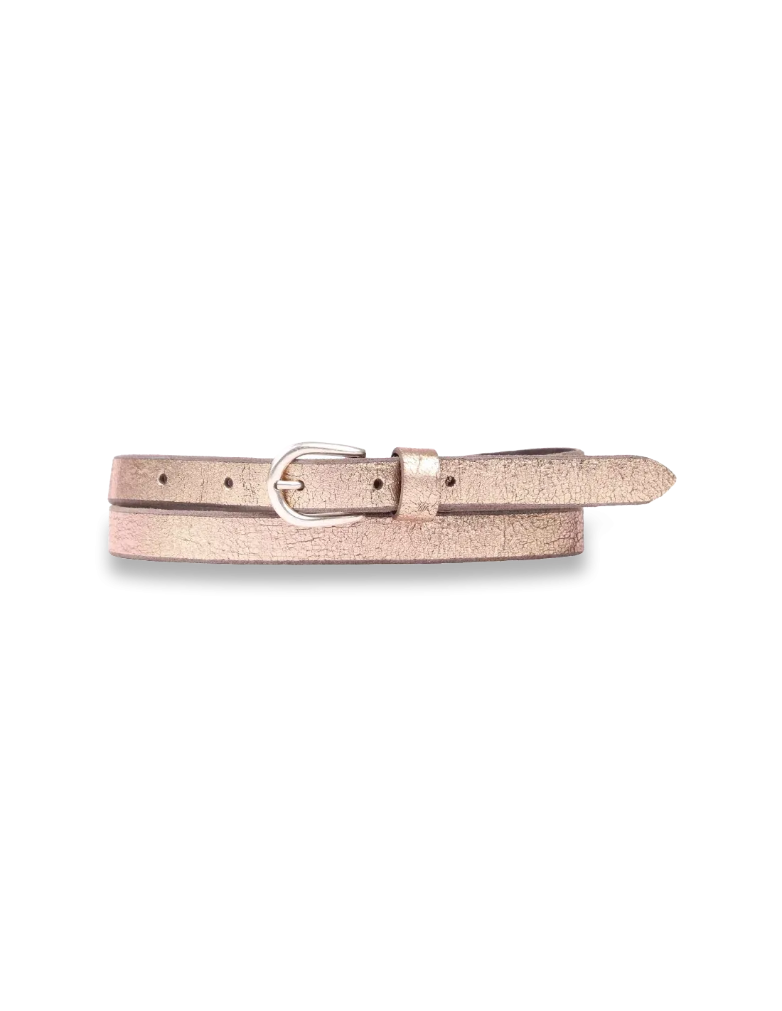 Metallic Leather Belt - Rose Gold