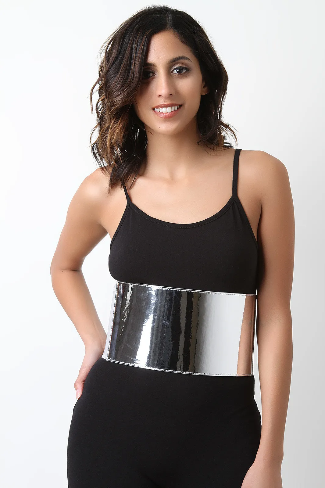 Mirror Metallic Wide Belt