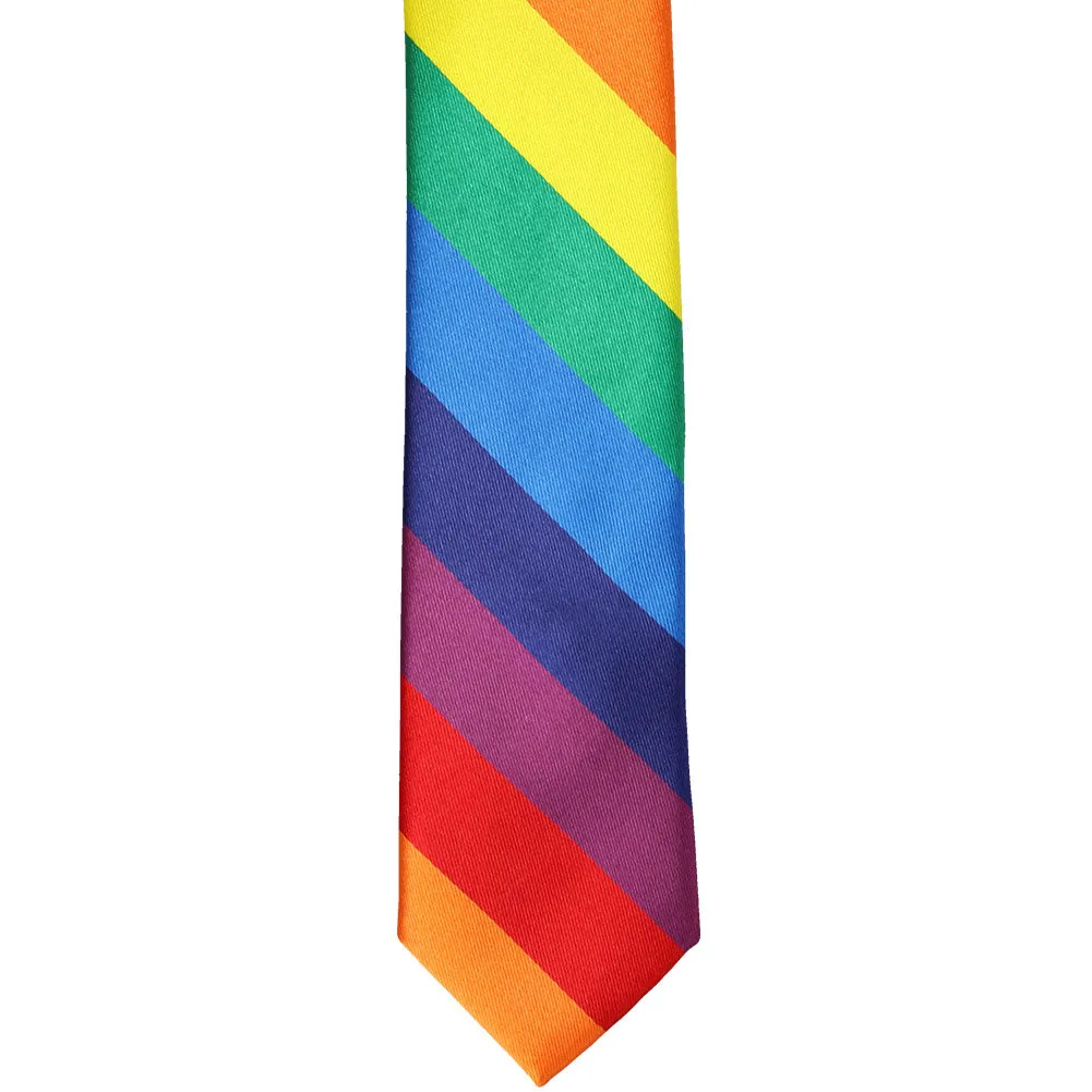 Rainbow Striped Skinny Tie, 2" Width