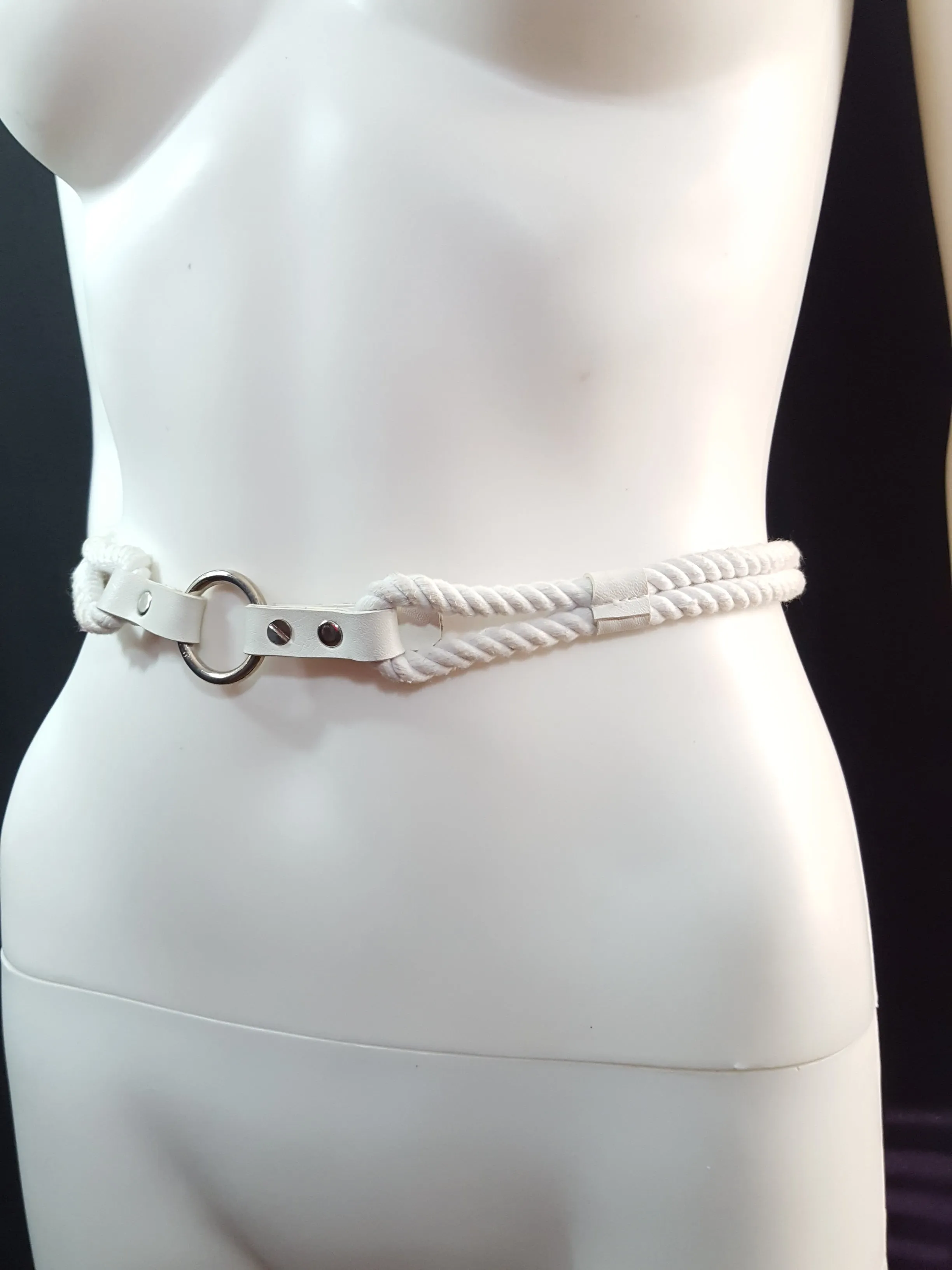 Rope & Leather Trim Belt Size Medium