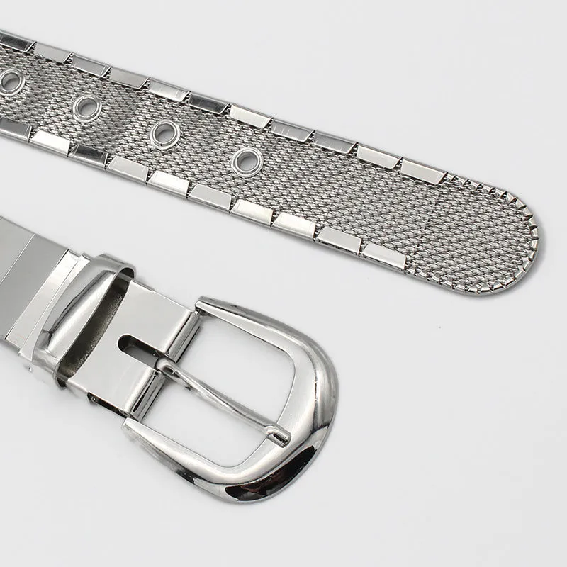 Silver Pin Hole Buckle Belt