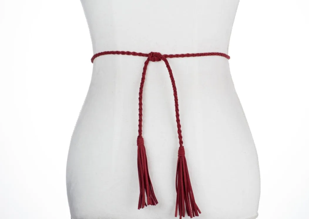 Suede Braided Tassel Belt