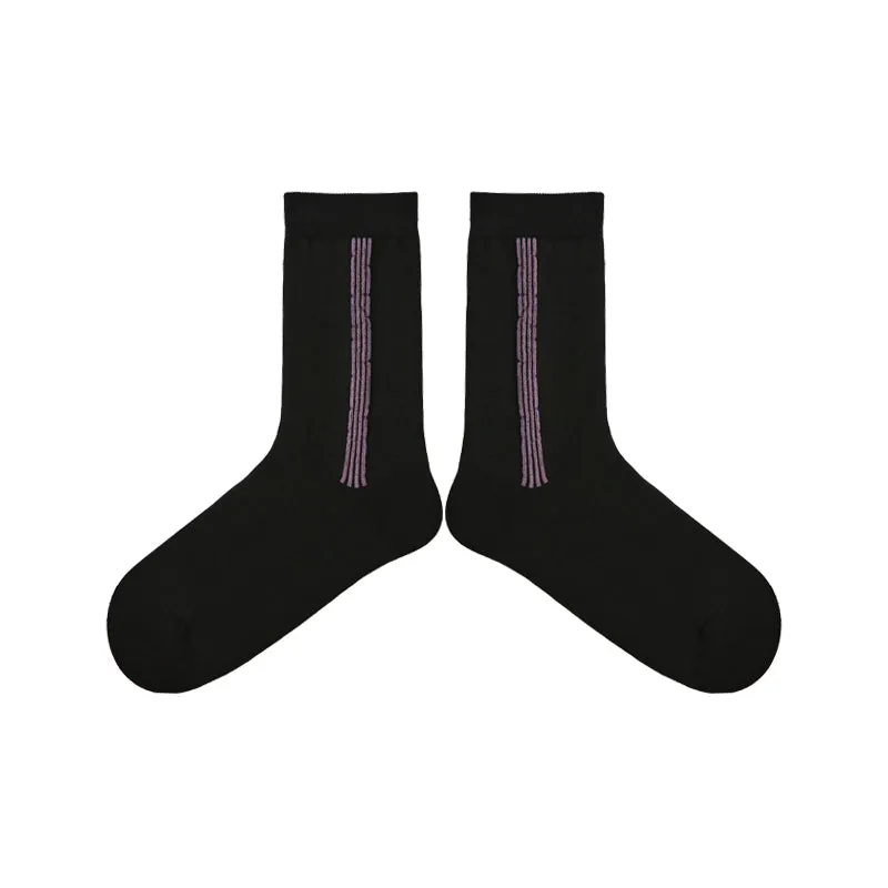 Sweetnana F/W Trendy Crew Socks for Women, Vertical Stripes Design Minimalist Style Socks, Can be Worn on Both Sides.