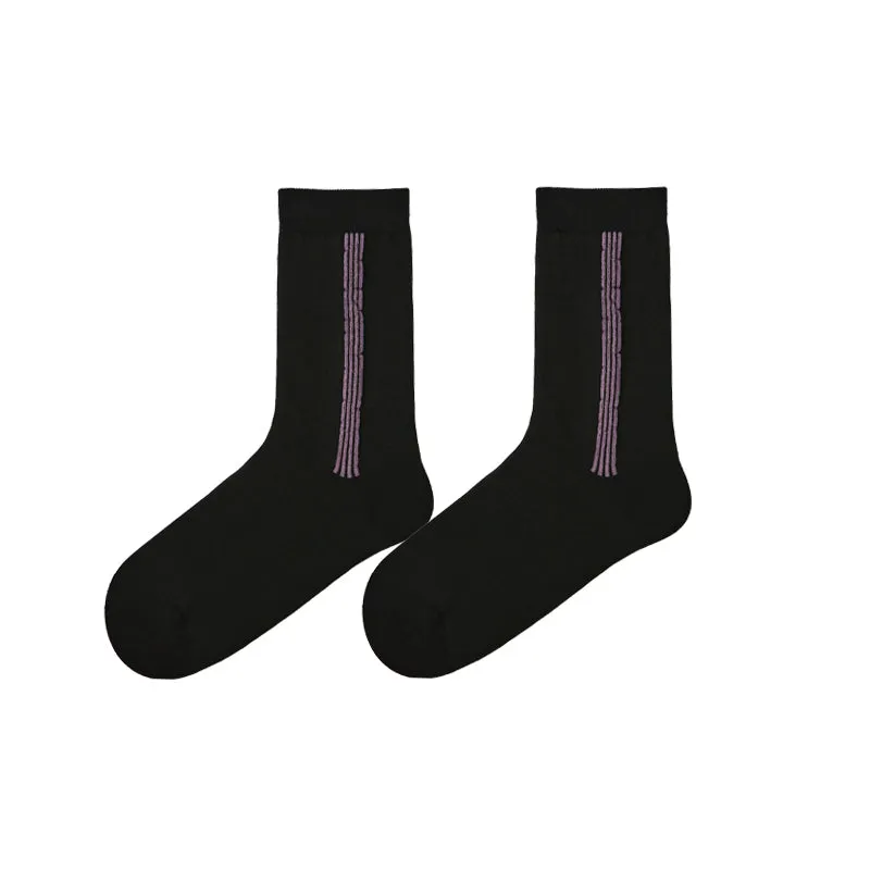 Sweetnana F/W Trendy Crew Socks for Women, Vertical Stripes Design Minimalist Style Socks, Can be Worn on Both Sides.