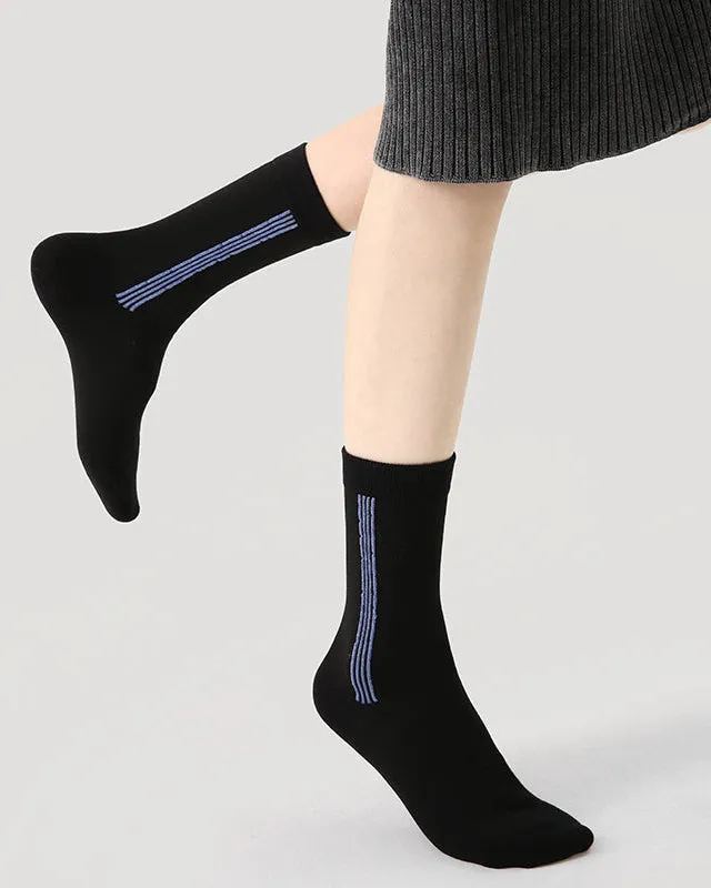 Sweetnana F/W Trendy Crew Socks for Women, Vertical Stripes Design Minimalist Style Socks, Can be Worn on Both Sides.