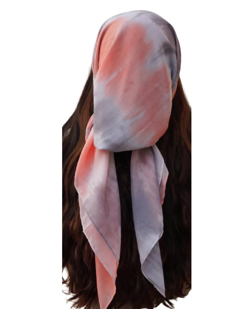 Tie Ur Knot Pastel Coral Dipped Ombre' Untied Scarf