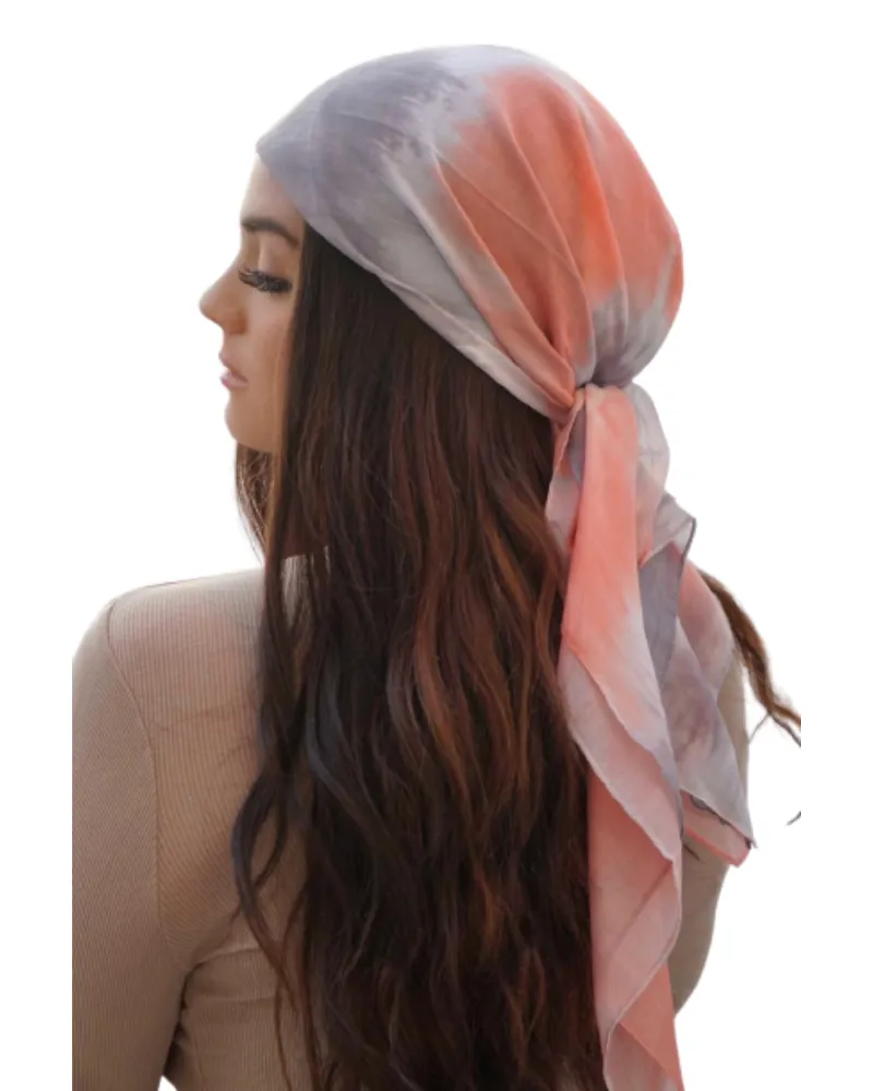 Tie Ur Knot Pastel Coral Dipped Ombre' Untied Scarf