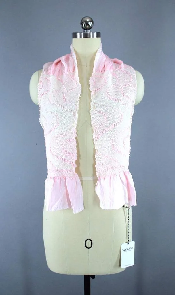 Vintage Pink Shibori Silk Kimono Obiage Scarf