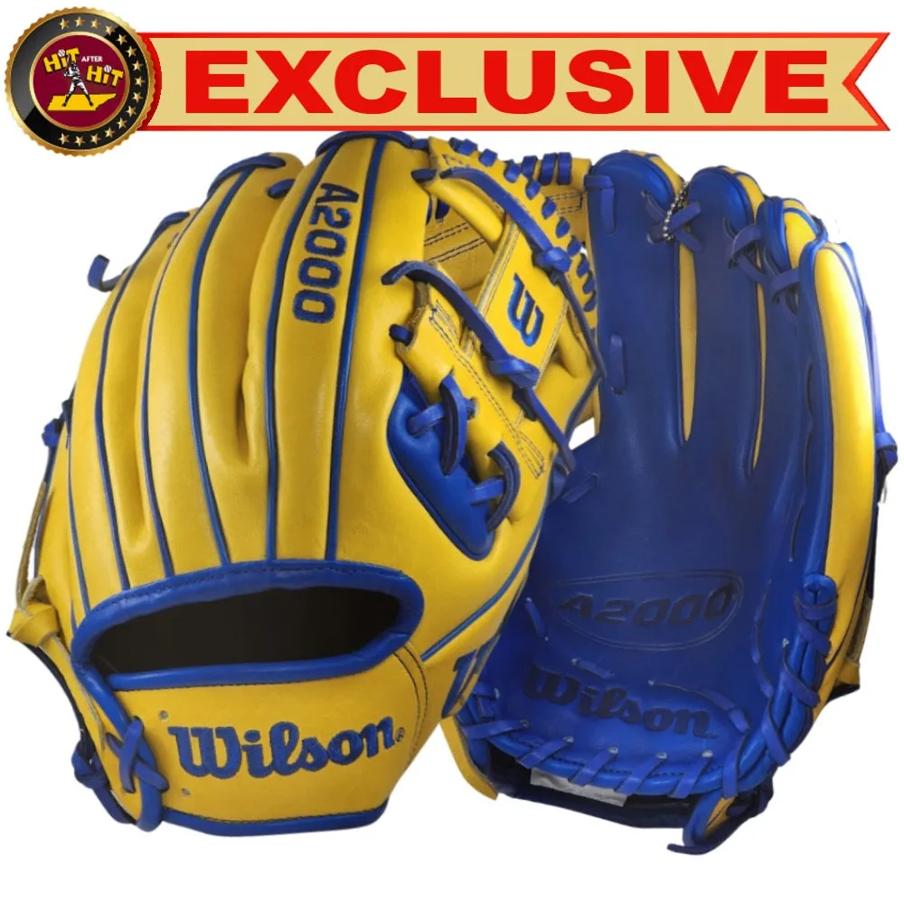 Wilson Custom A2000 1786 11.5" Infield Glove: Yellow and Royal